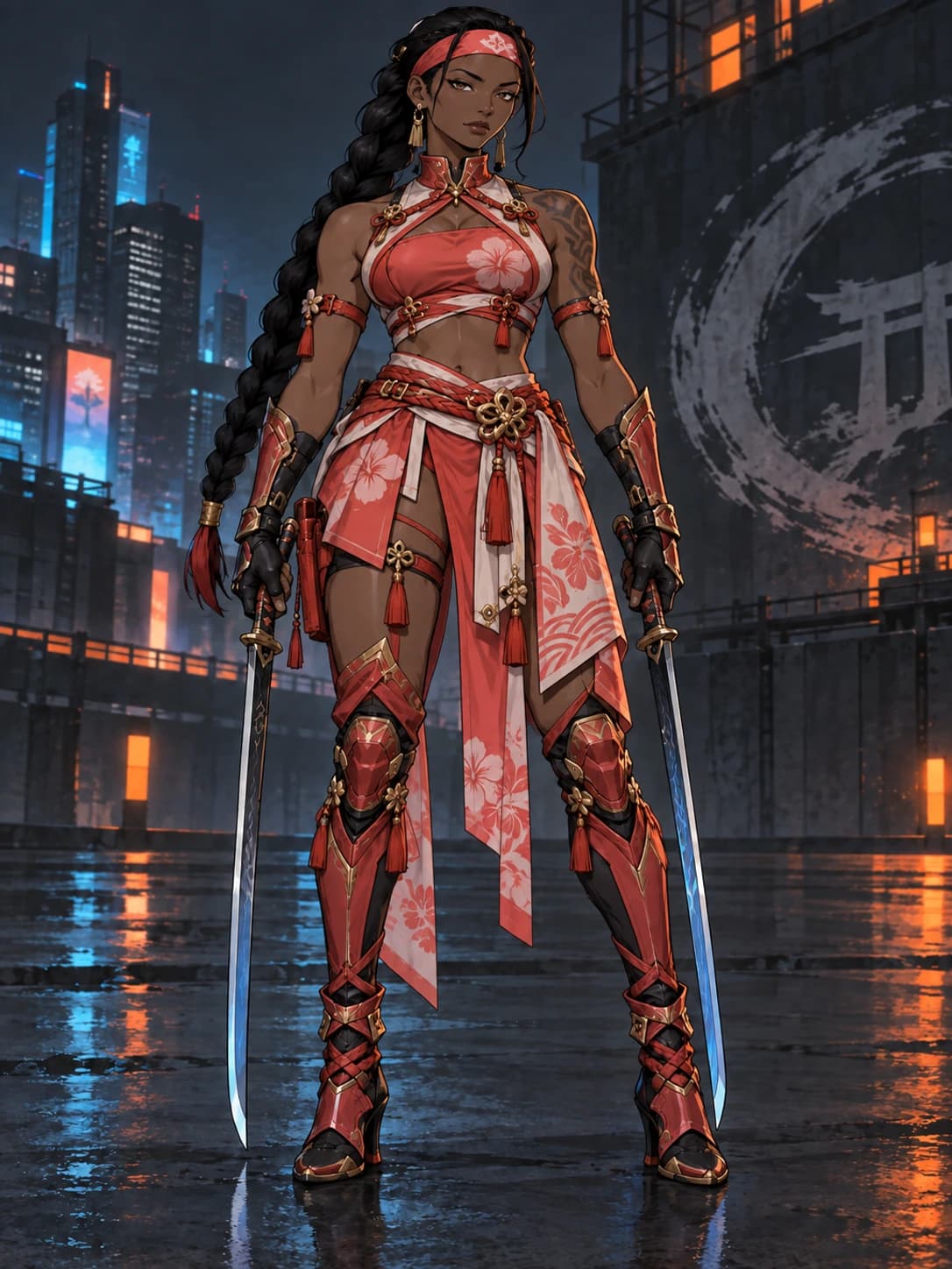 Ceremonial combat look for the same adult blade dancer.