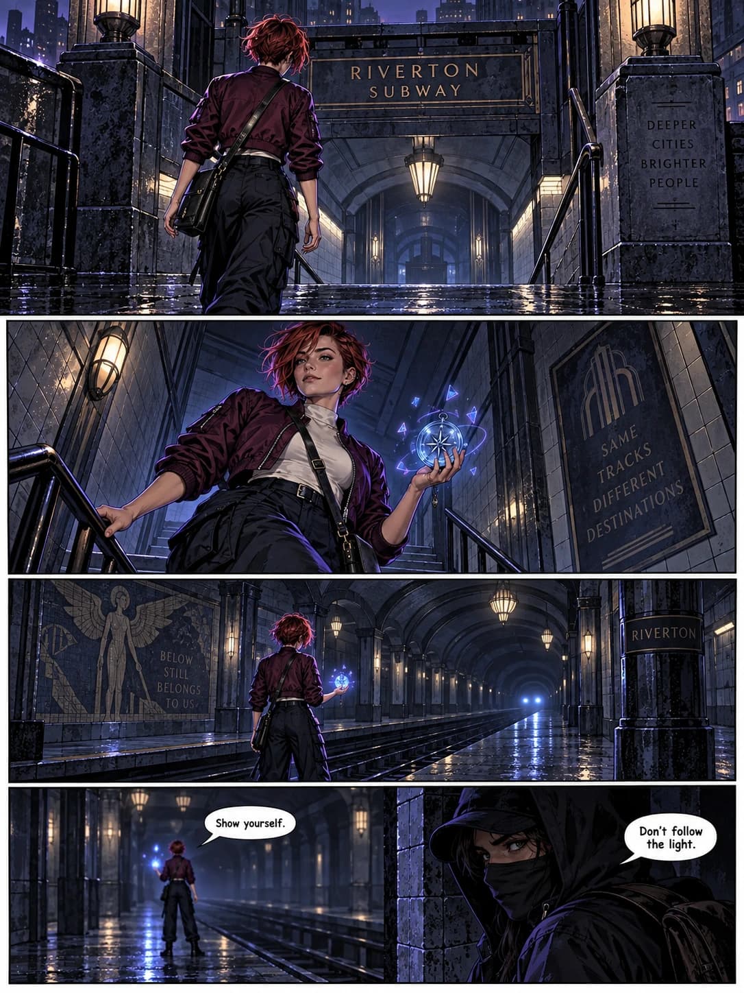 Page 03 · The descent · A warning beneath the city