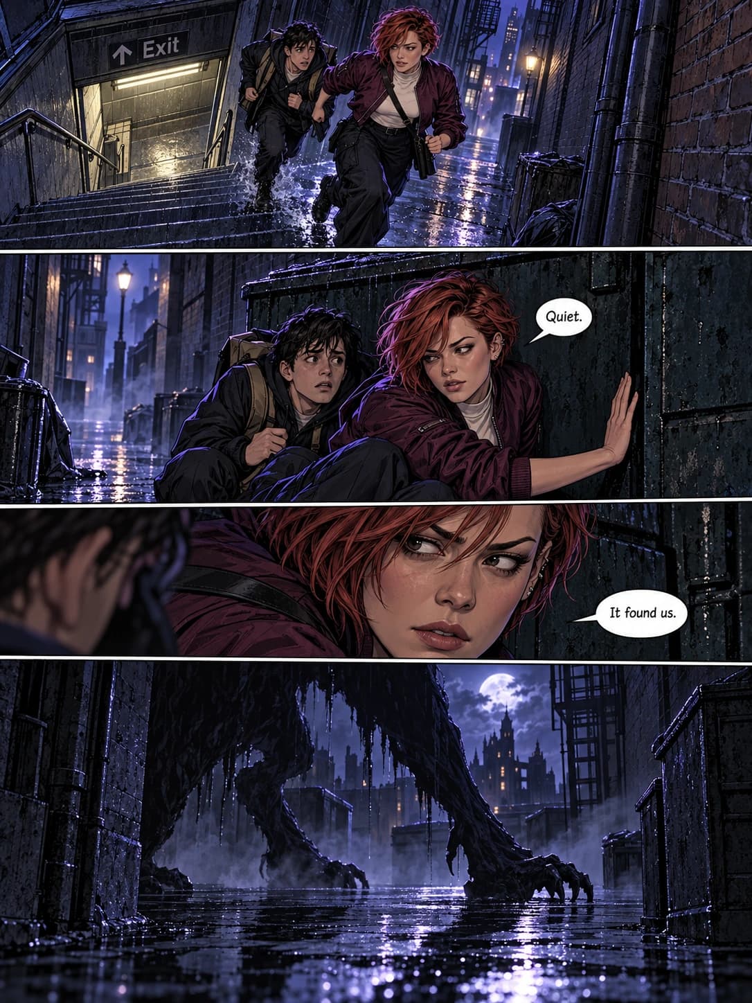 Page 05 · The hiding place · Hold still. Someone is coming.