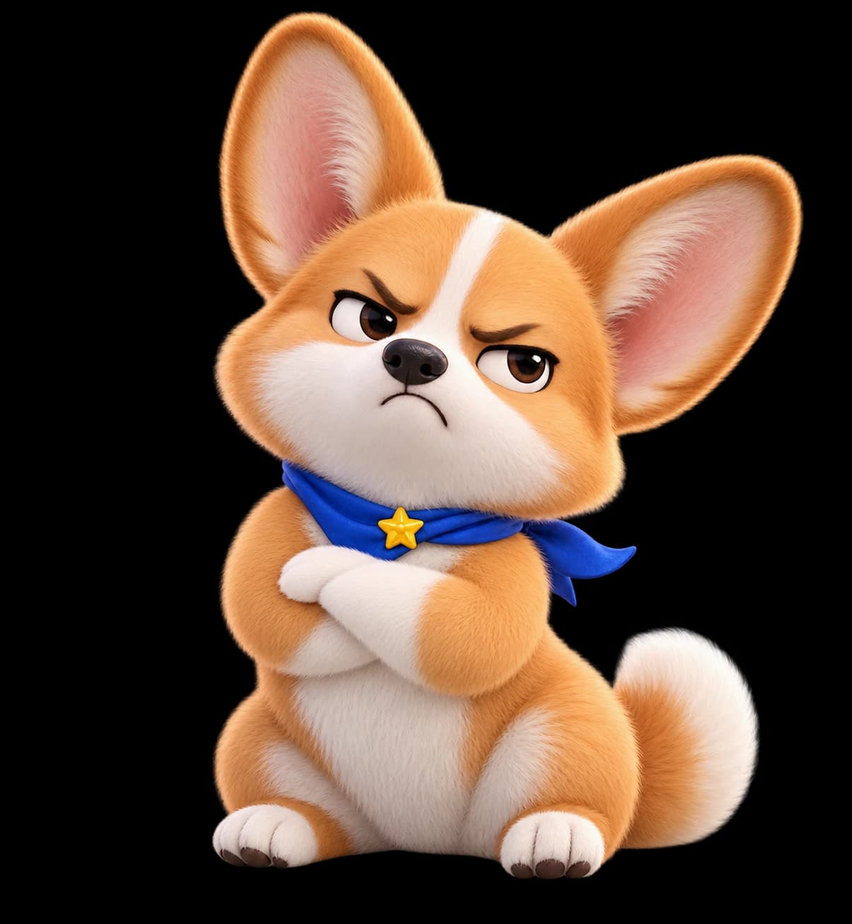 Grumpy corgi expression
