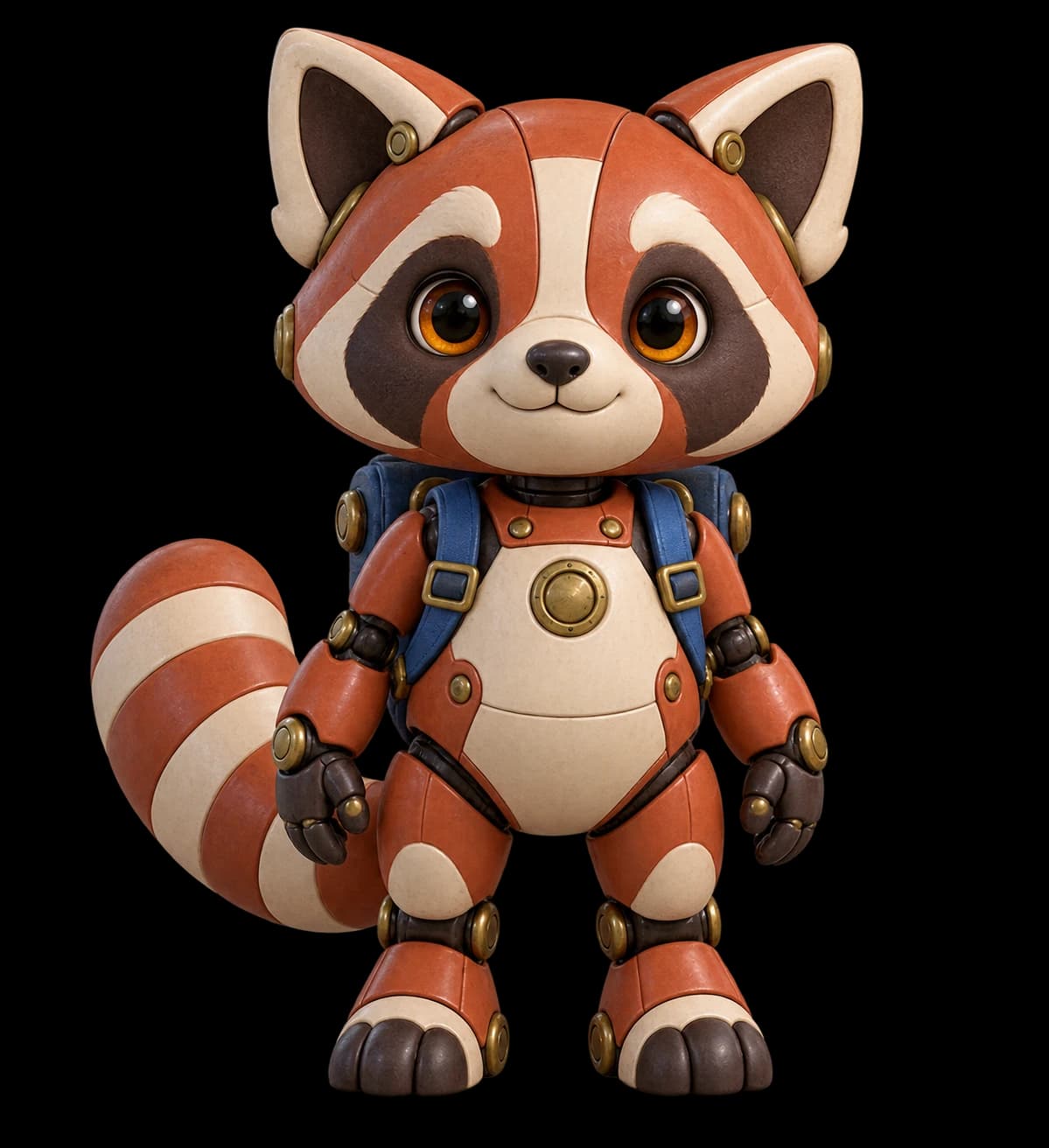 Front identity detail of the same robot red panda.