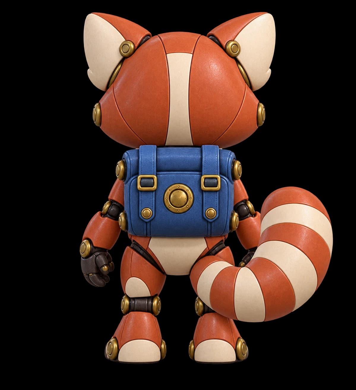 Back identity detail of the same robot red panda.