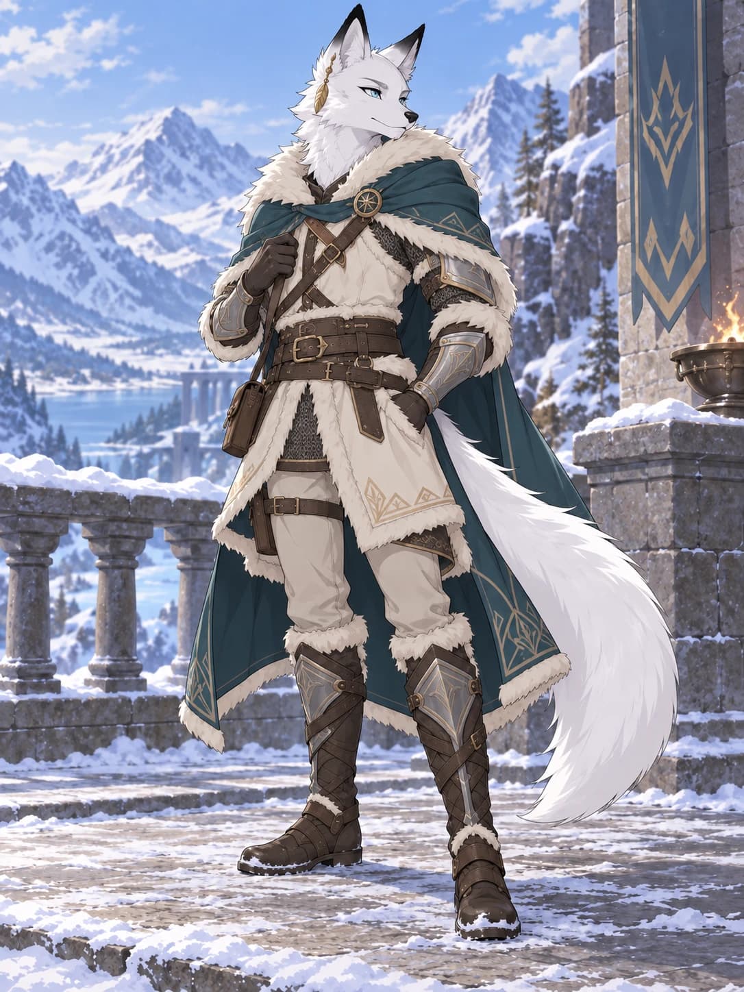 Winter armor outfit for the same adult snow-fox ranger.