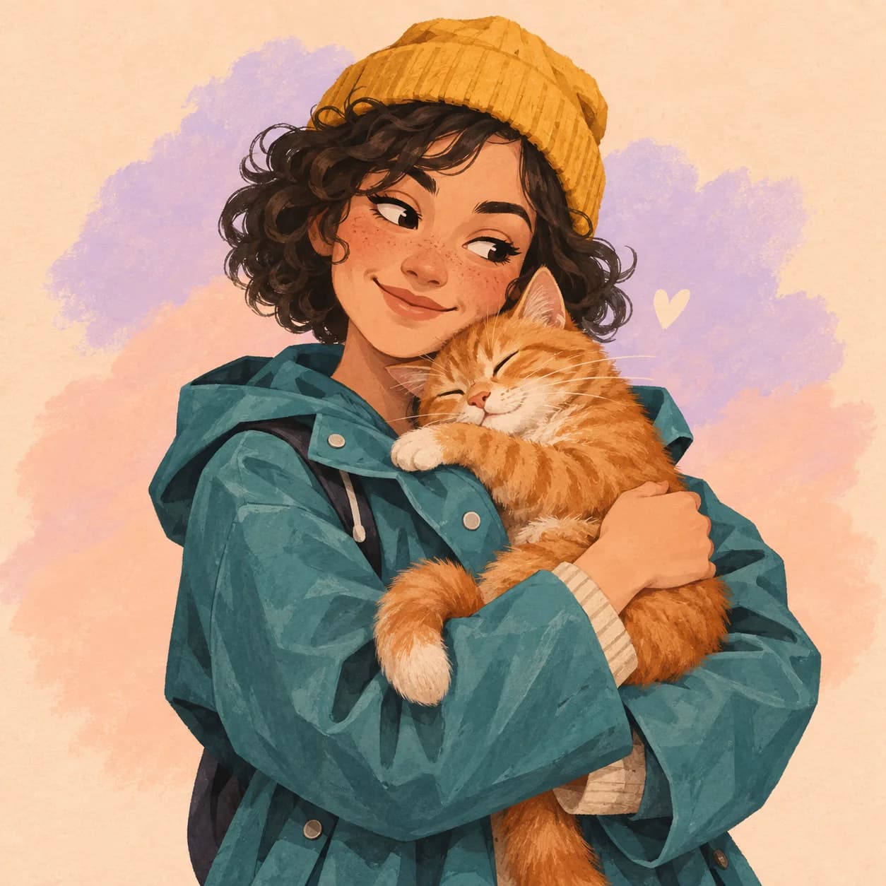 Prepared character reference of a woman holding her ginger cat