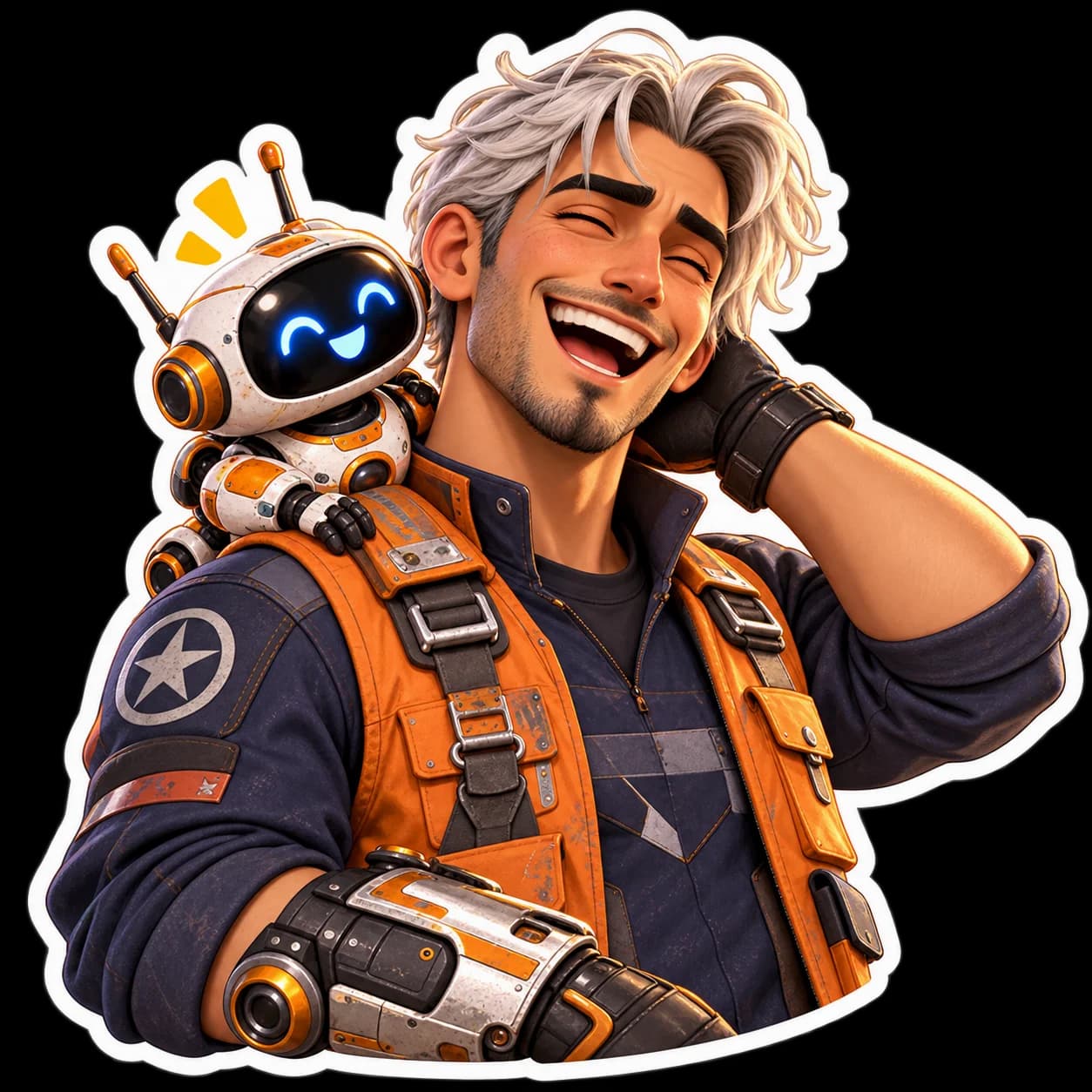 Joy sticker concept for the same adult space mechanic
