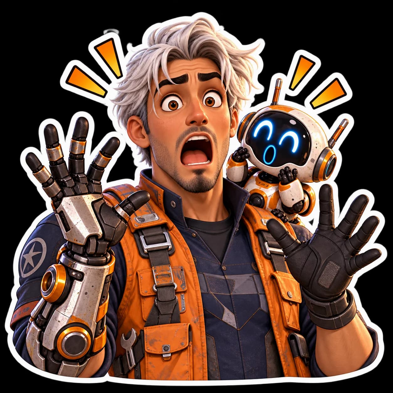 Surprise sticker concept for the same adult space mechanic