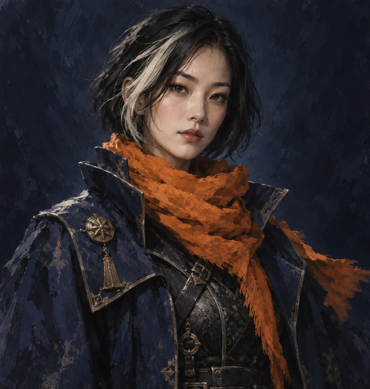 An original woman character in a painted portrait