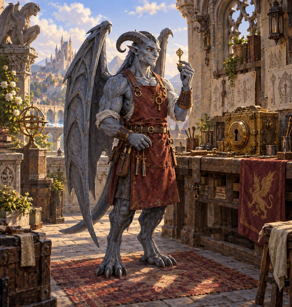 A stone gargoyle locksmith