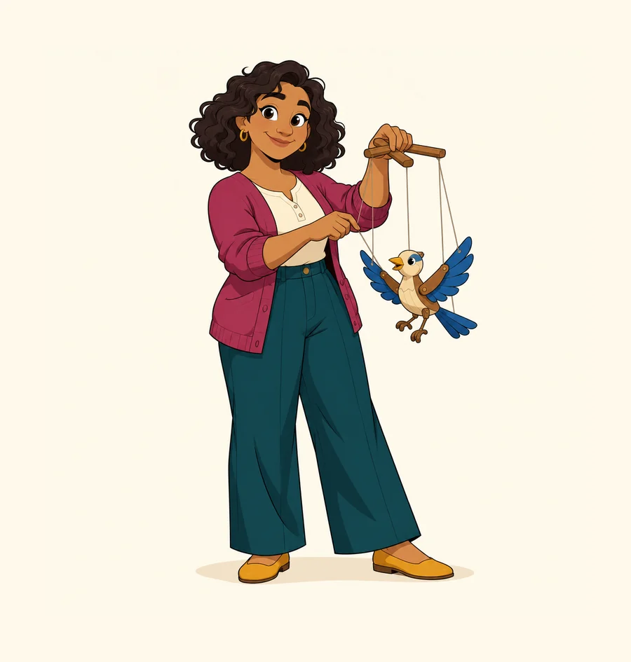 Original adult Latina puppet maker, prepared saved-character inspiration.