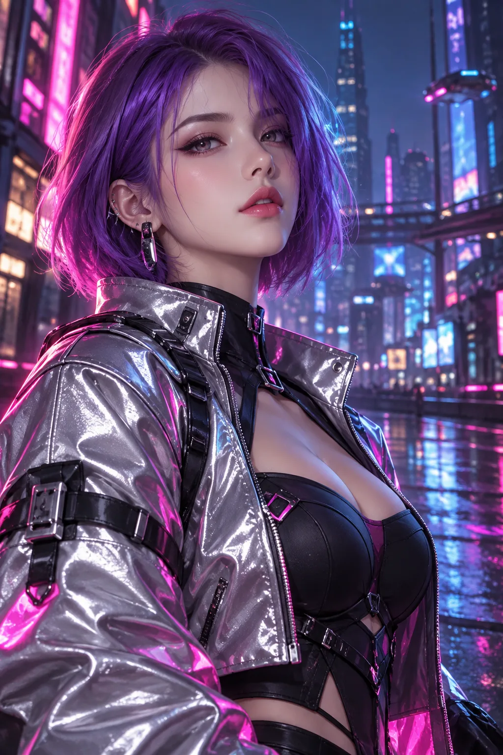 Original AI-generated neon cyberpunk character