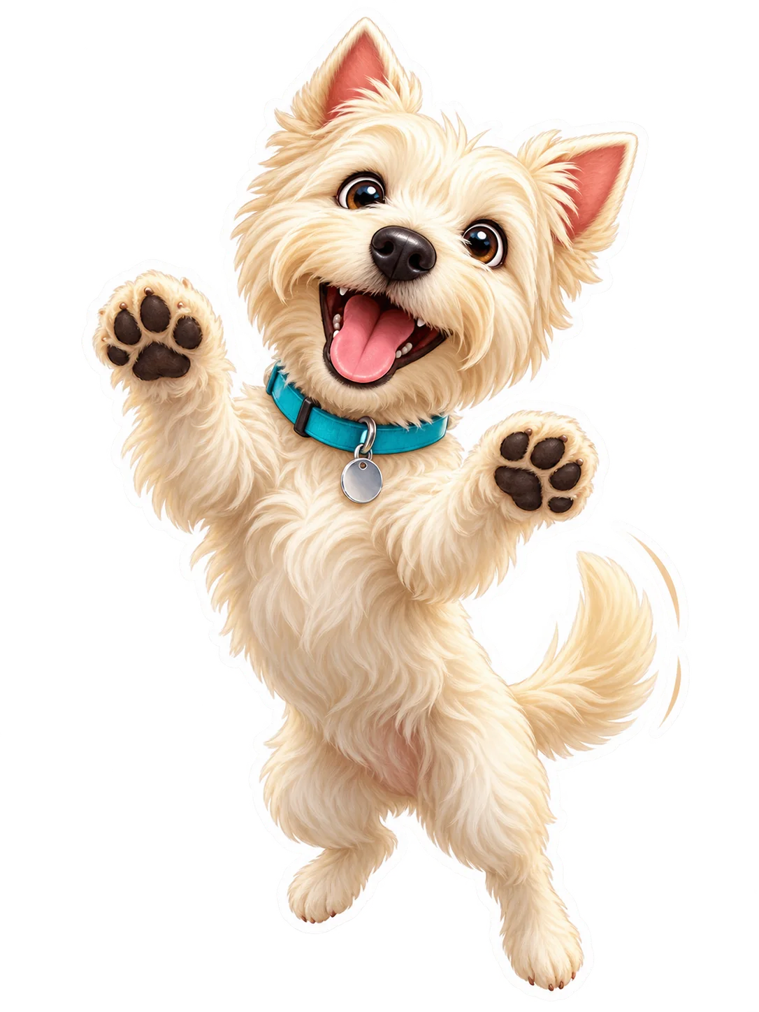 Excited terrier jumps to welcome someone home in a sticker