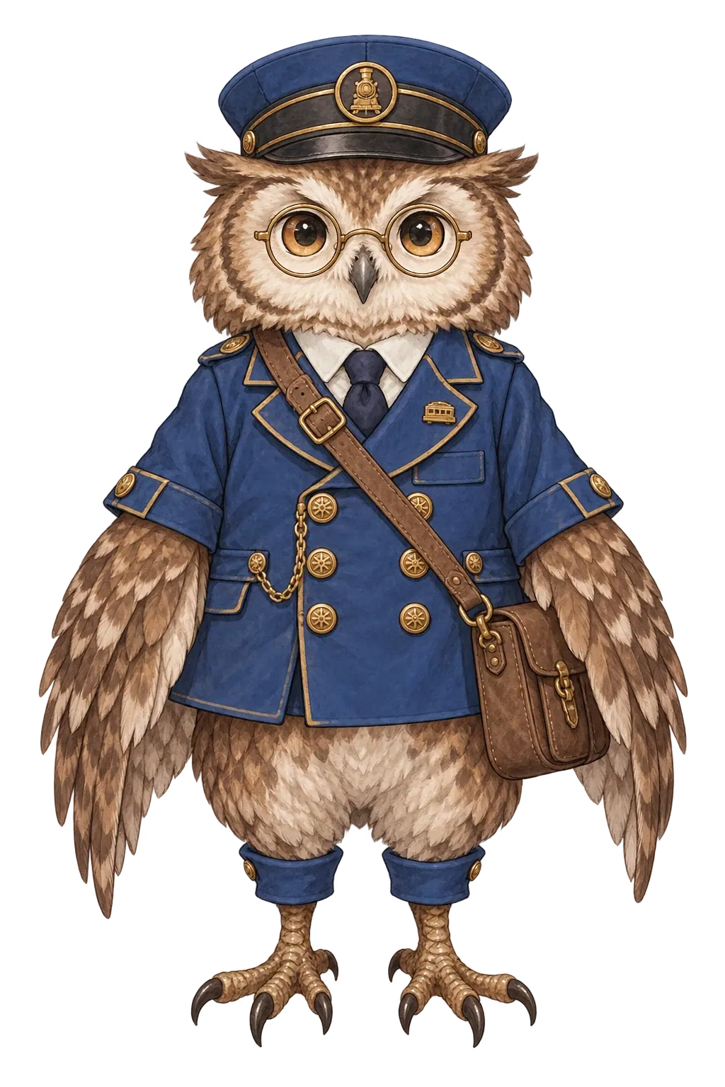 An owl conductor supporting character.