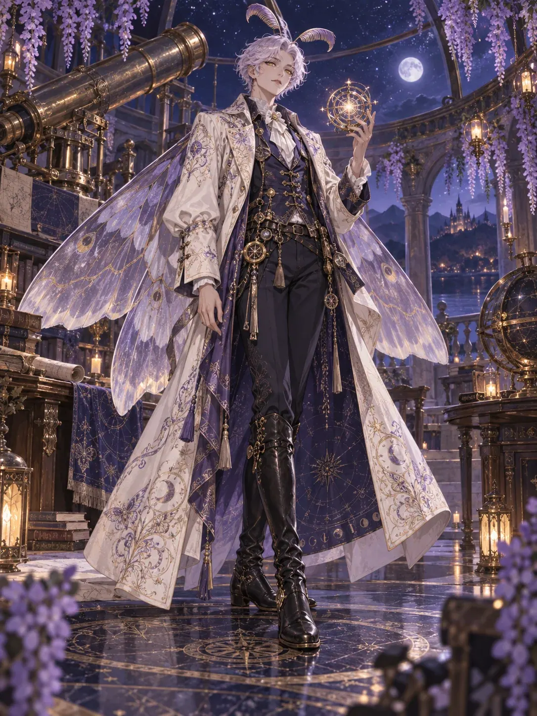 An original moth navigator in an ivory travelling coat