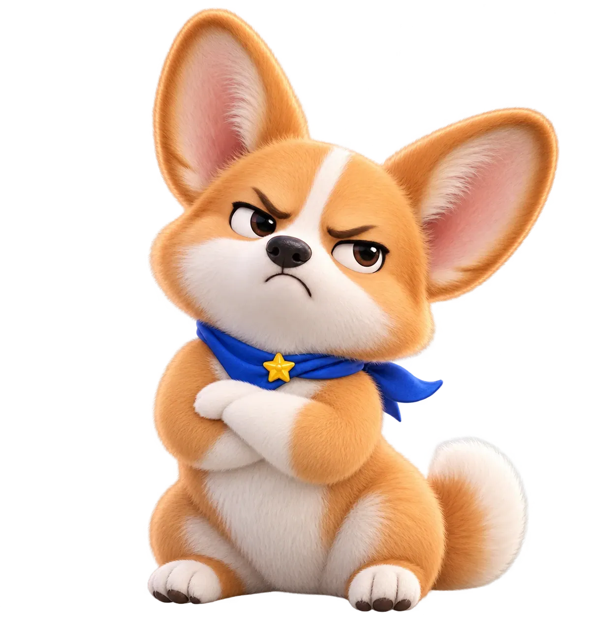 Grumpy corgi expression