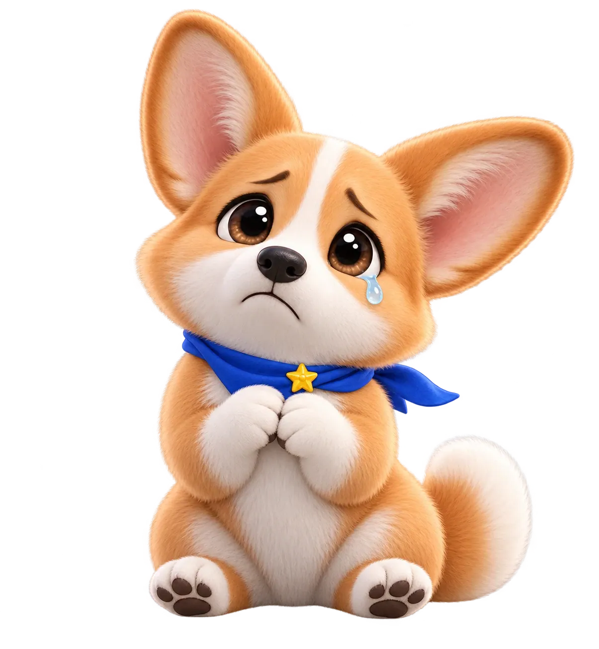 Sad corgi expression