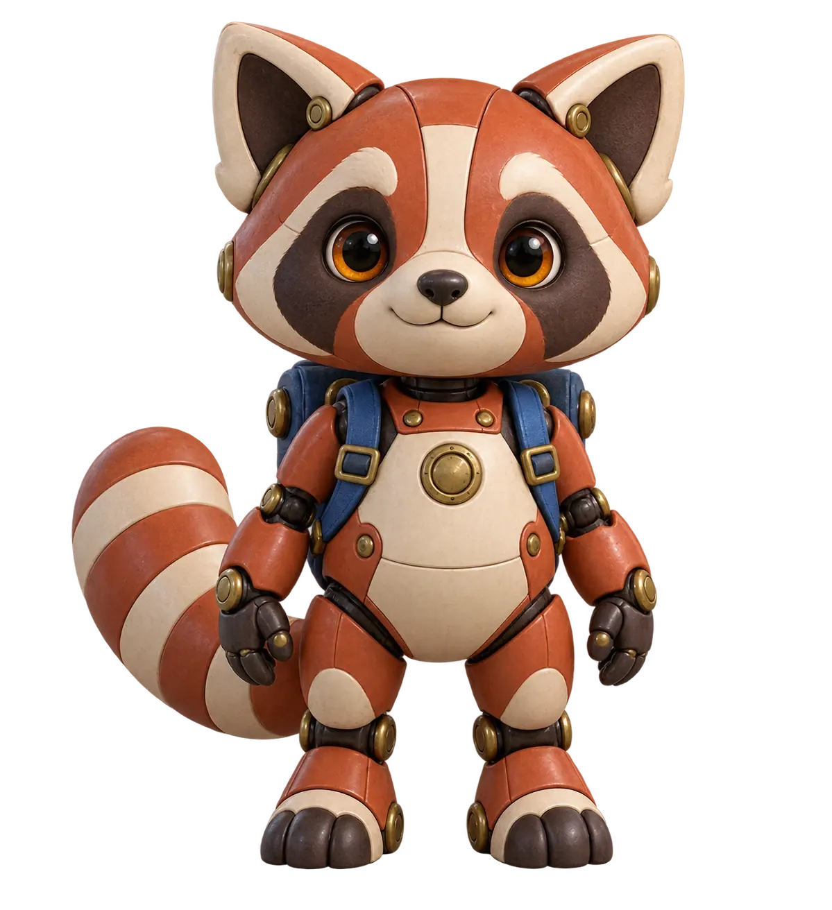 Front identity detail of the same robot red panda.