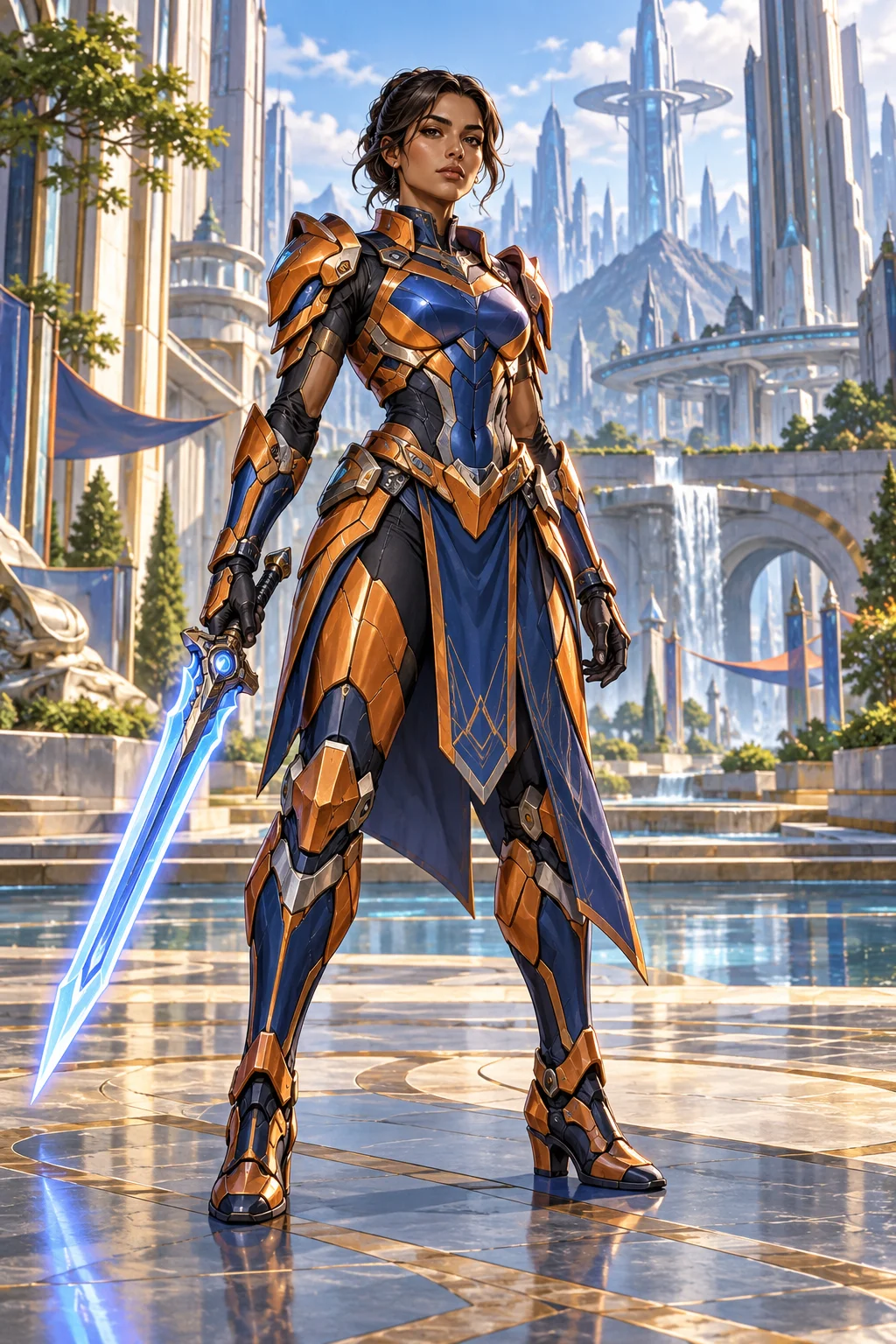 Prepared illustration: hero holding an energy sword
