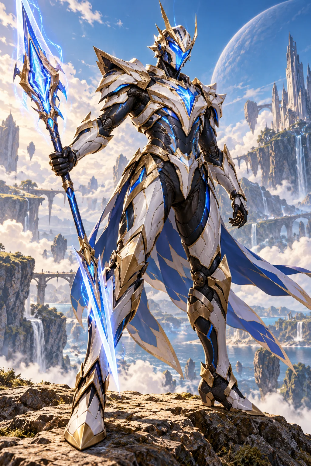 Prepared illustration: hero with an energy spear