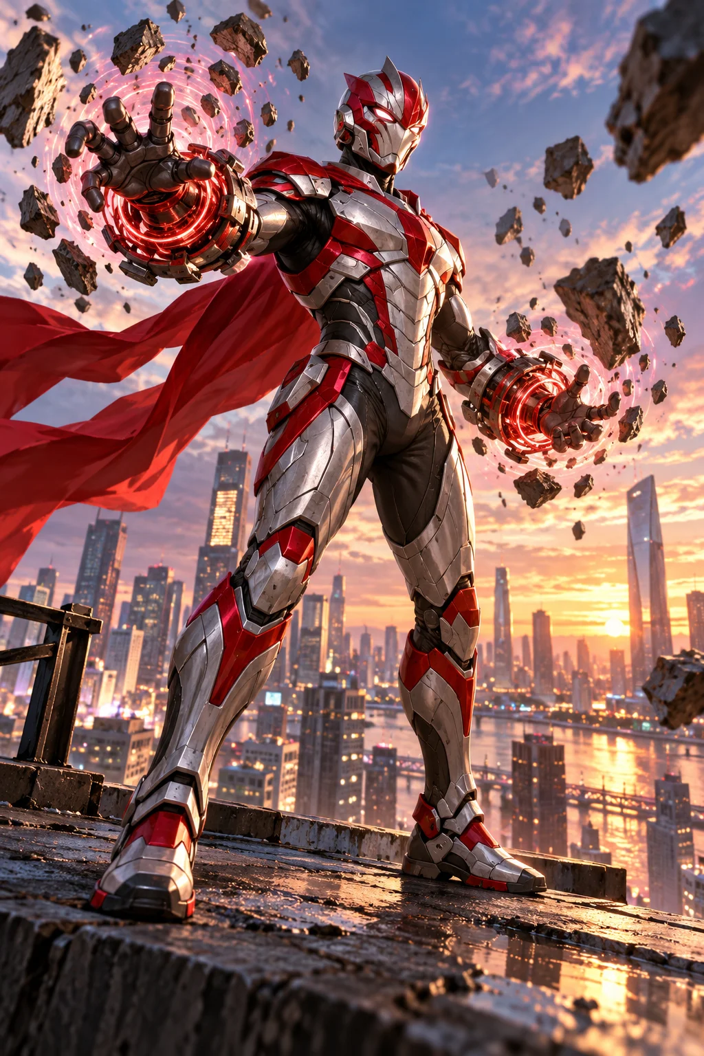 Prepared illustration: gravity hero in red armor