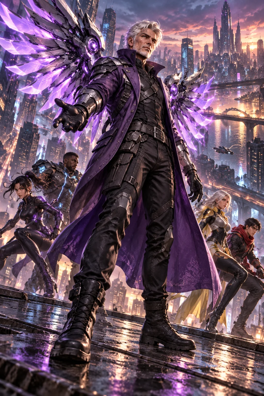 Prepared illustration: hero with mechanical wings