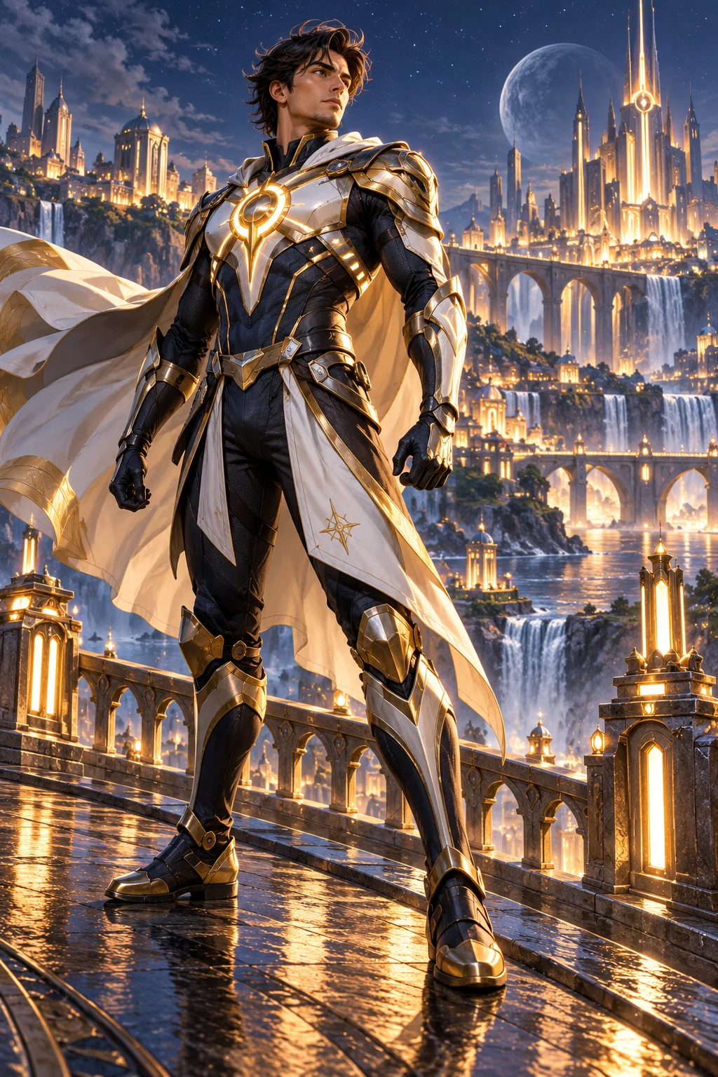 Prepared illustration: hero at a city bridge