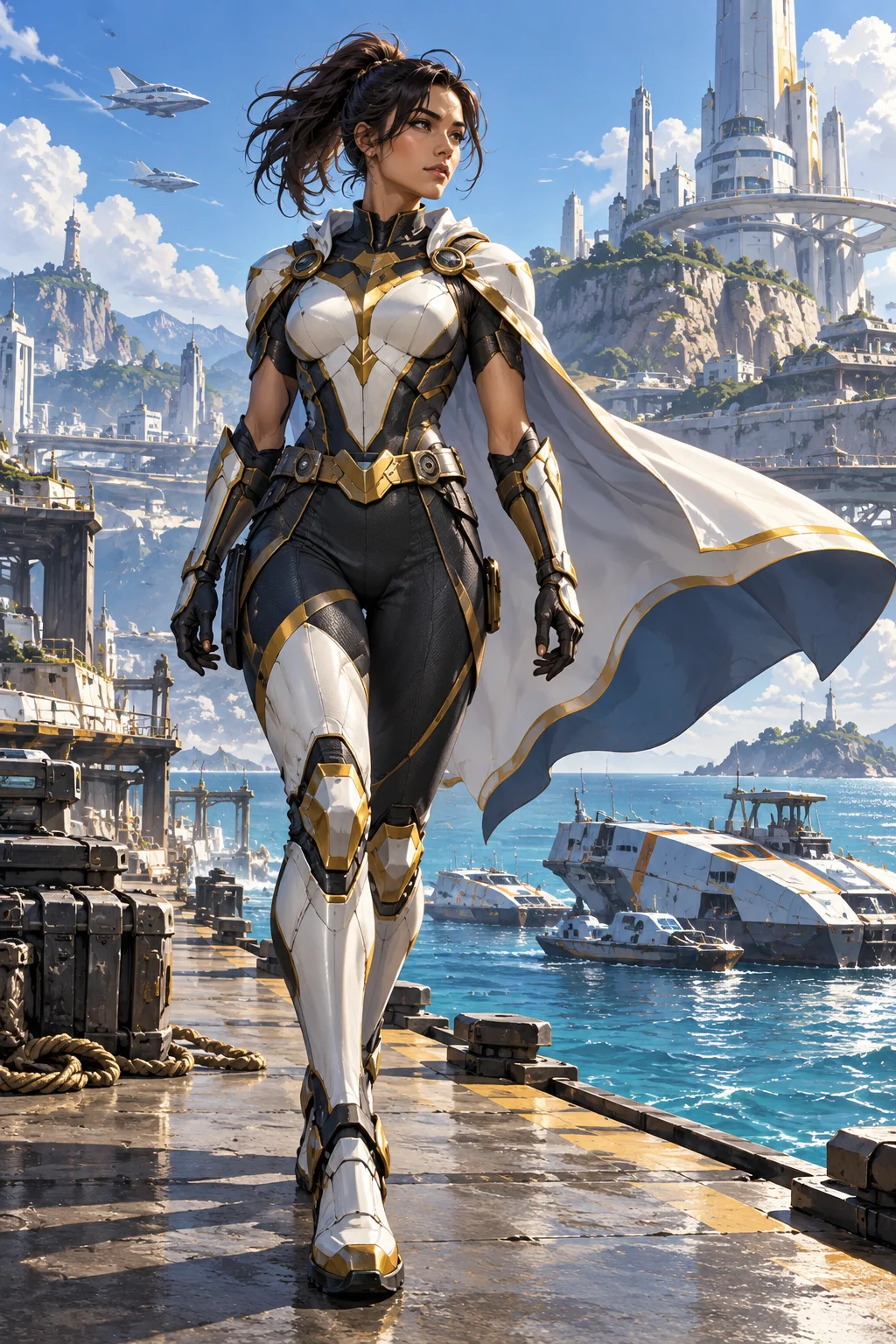 Prepared illustration: hero at a harbor