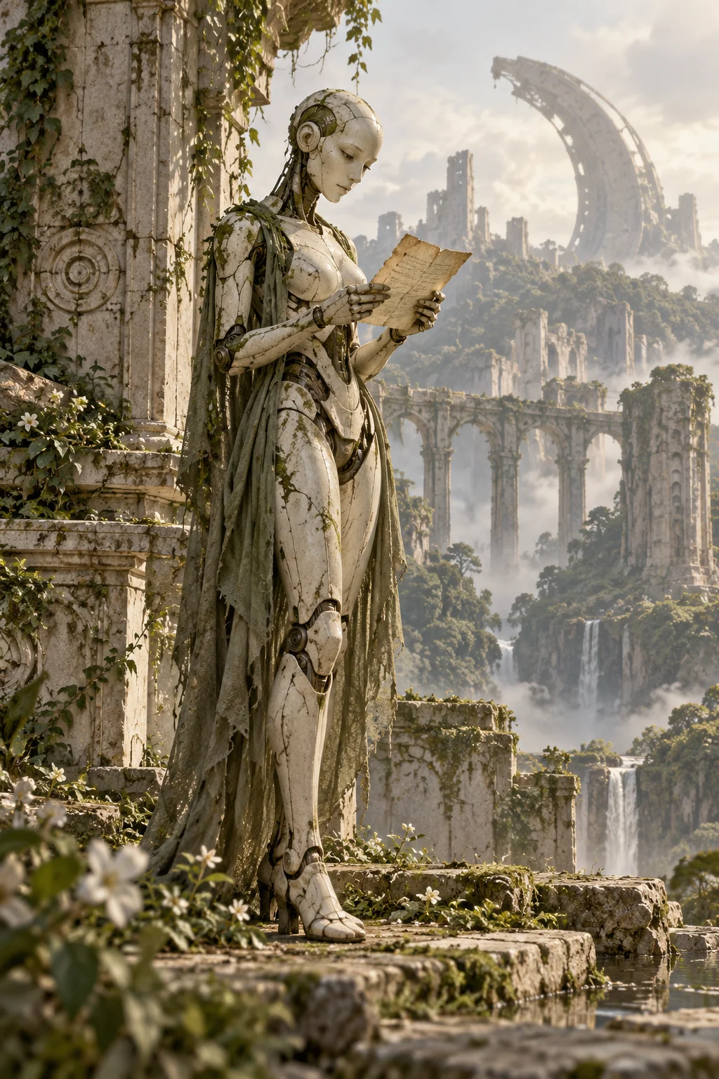 Prepared illustration: android reading a letter