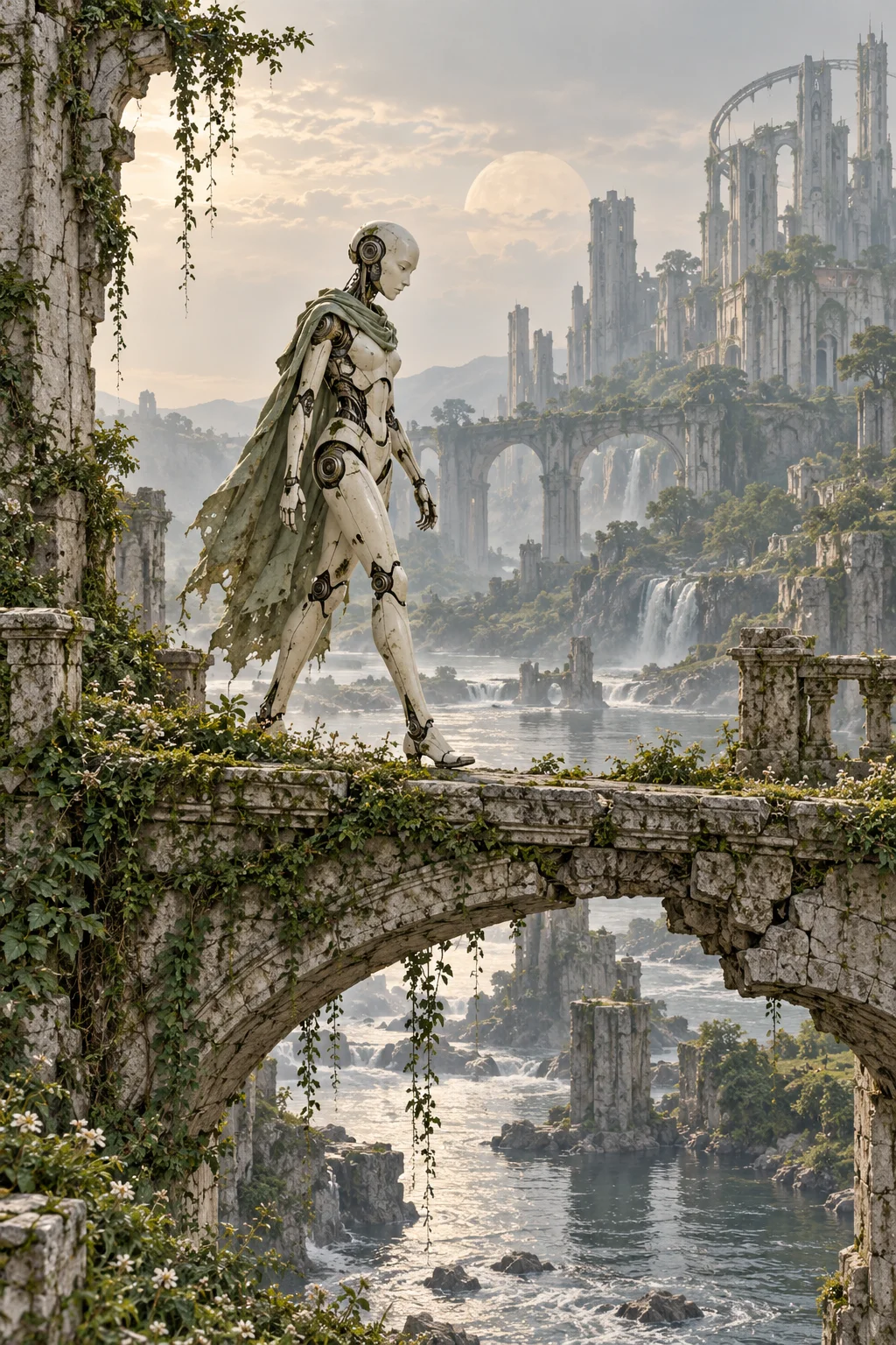 Prepared illustration: android at a bridge